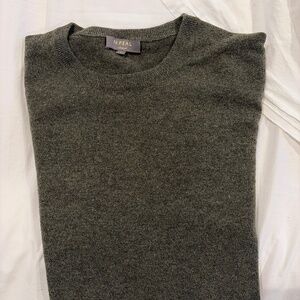 N.Peal MEN'S OXFORD ROUND NECK CASHMERE SWEATER